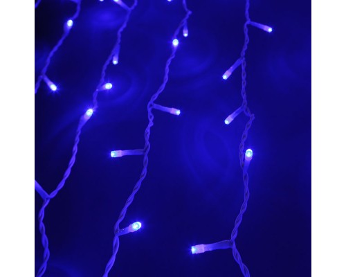 Световой светодиодный занавес (дождь) 2x1.5 м без контроллера синий. Черный резиновый кабель