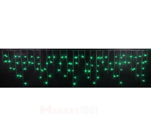 Световая (светодиодная) бахрома 3x0,5 м. Зеленая. Белый резиновый кабель.