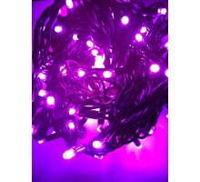 Гирлянда светодиодная Твинкл лайт 10 метров с контроллером розовая (резиновый кабель)