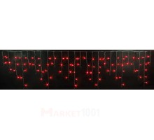 Световая (светодиодная) бахрома 3x0,5 м. Красная. Белый резиновый кабель.