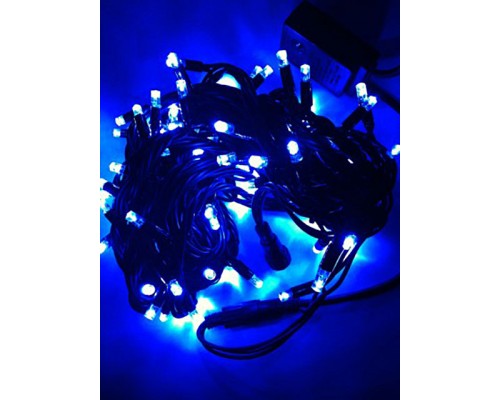 Гирлянда светодиодная Твинкл лайт 10 метров с контроллером синяя (резиновый кабель)
