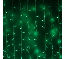 Гирлянда световой светодиодный занавес (дождь) 2x3 м с эффектом мерцания FLASH зеленый. Белый ПВХ кабель