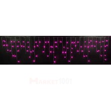 Световая (светодиодная) бахрома 3x0,5 м. Розовая. Прозрачный ПВХ кабель.