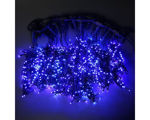 Гирлянда световой светодиодный занавес (дождь) 2x9 м с эффектом мерцания FLASH синий. Черный ПВХ кабель
