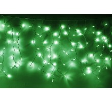 Световая (светодиодная) бахрома 4,8x0,6 м. Зеленая. Белый резиновый кабель