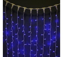 Световой светодиодный занавес (дождь) 2x3 м. с контроллером синий. Белый ПВХ кабель