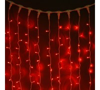 Гирлянда световой светодиодный занавес (дождь) 2x1.5 м с эффектом мерцания FLASH красный. Черный ПВХ кабель.
