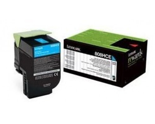 LEXMARK 80C8HC0 (808HC) тонер картридж голубой