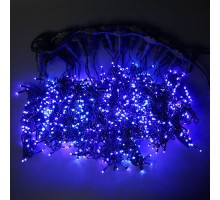 Гирлянда световой светодиодный занавес (дождь) 2x6 м с эффектом мерцания FLASH синий. Черный ПВХ кабель