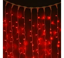 Гирлянда световой светодиодный занавес (дождь) 2x3 м с эффектом мерцания FLASH красный. Белый ПВХ кабель