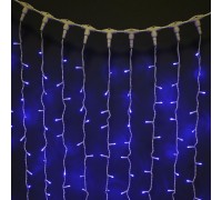 Гирлянда световой светодиодный занавес (дождь) 2x1.5 м без контроллера синий. Белый ПВХ кабель